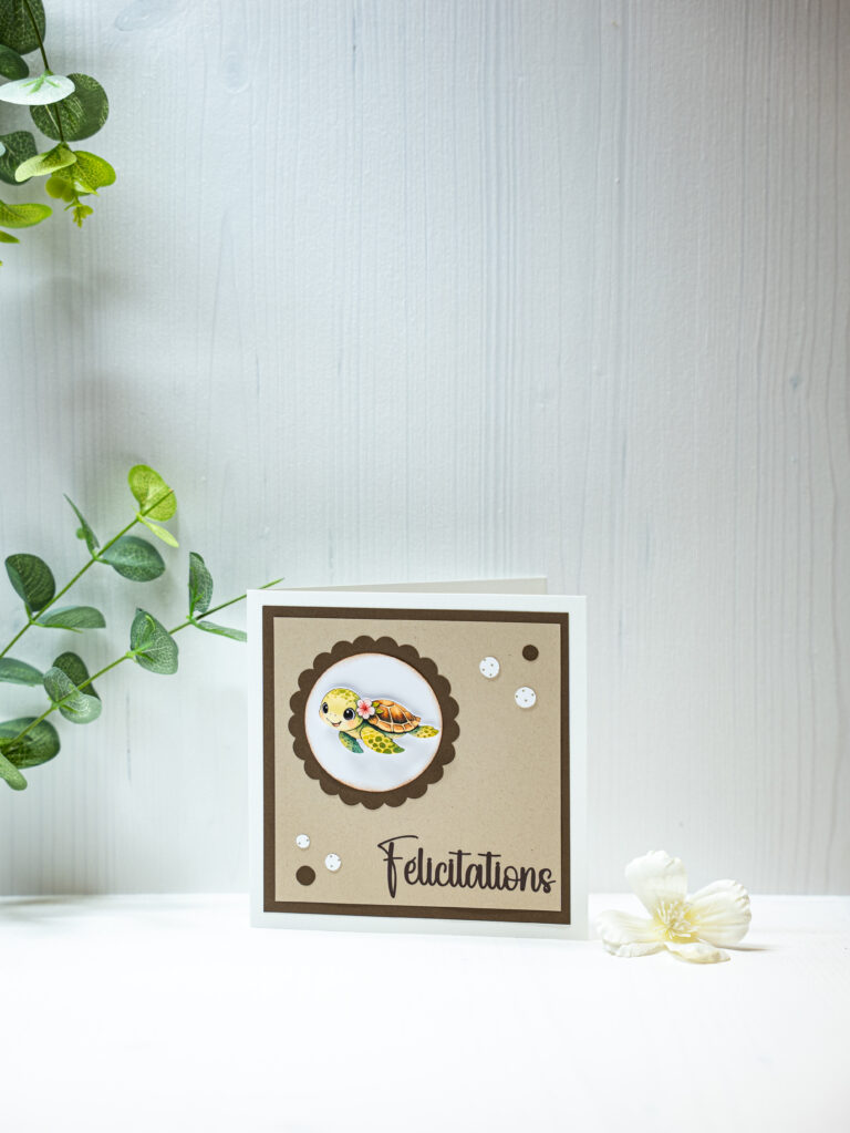 Carte de félicitations naissance Cyntia Créations — modèle tortue