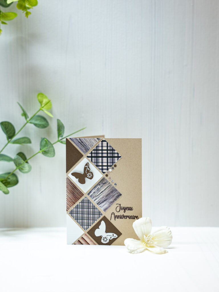 Carte joyeux anniversaire Cyntia Créations — modèle mosaïque