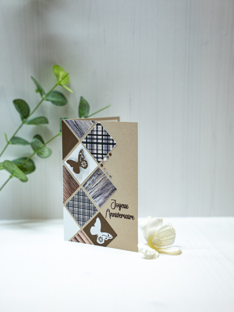 Carte joyeux anniversaire Cyntia Créations — modèle mosaïque