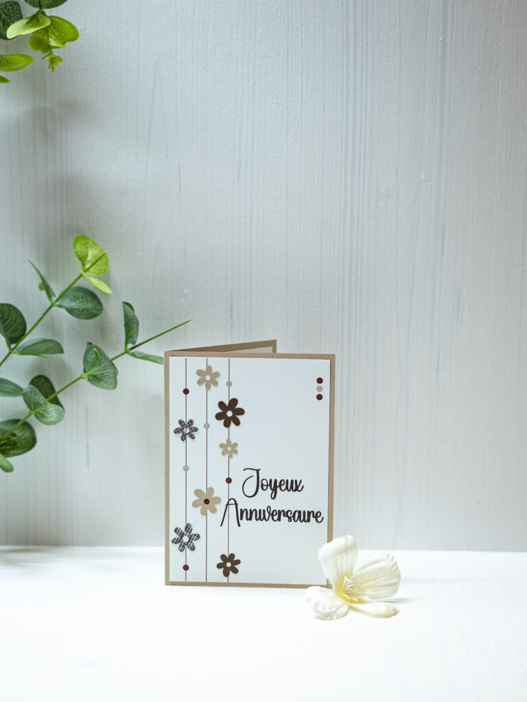 Carte joyeux anniversaire Cyntia Créations — modèle fleurs