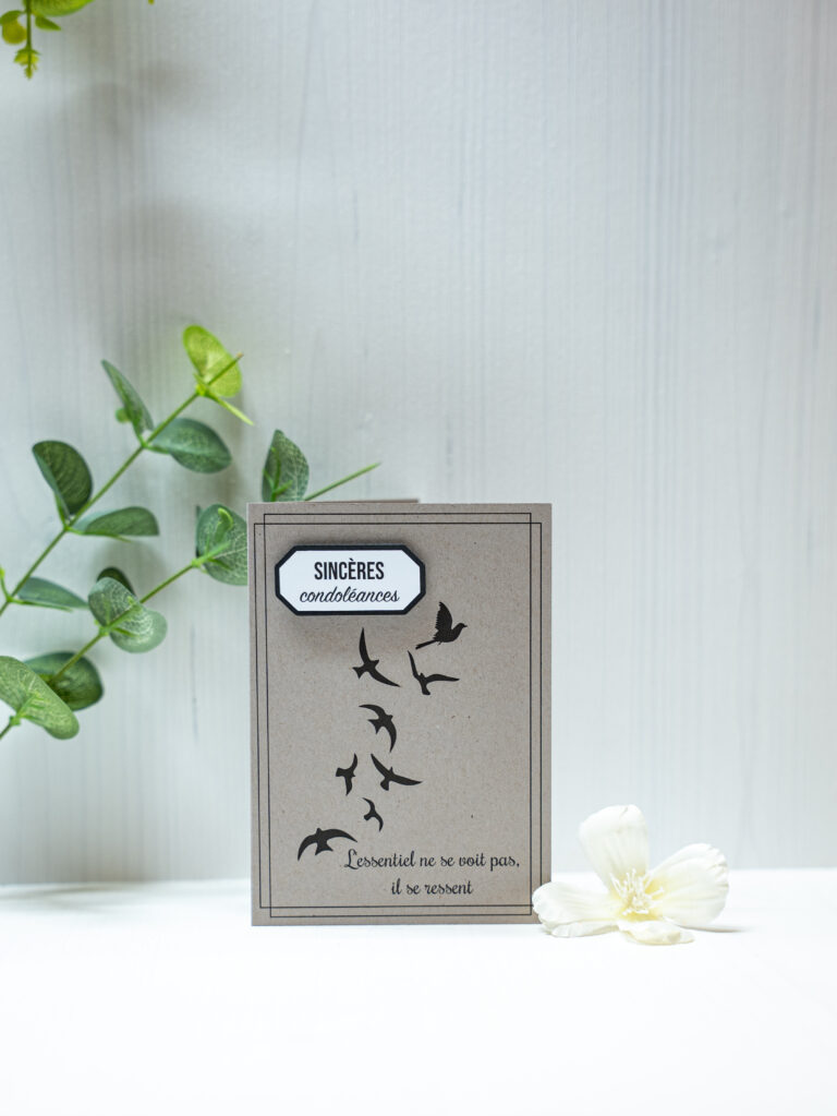 Carte de condoléances Cyntia Créations — modèle oiseaux