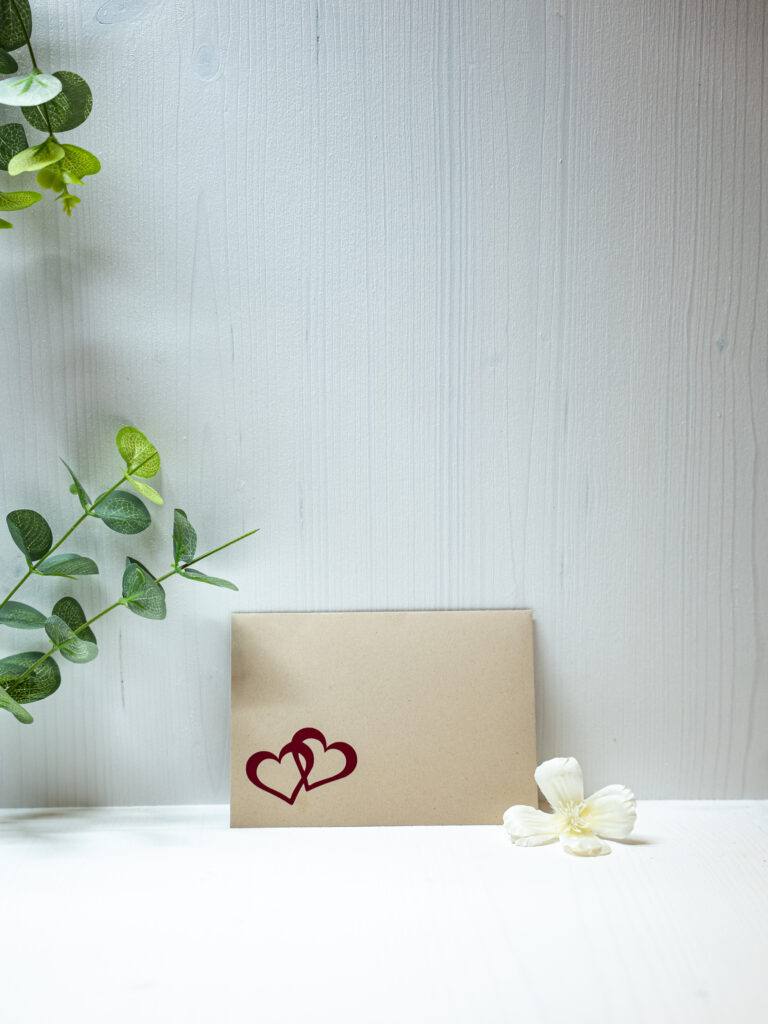 Carte de félicitations mariage Cyntia Créations — enveloppe A6 assortie