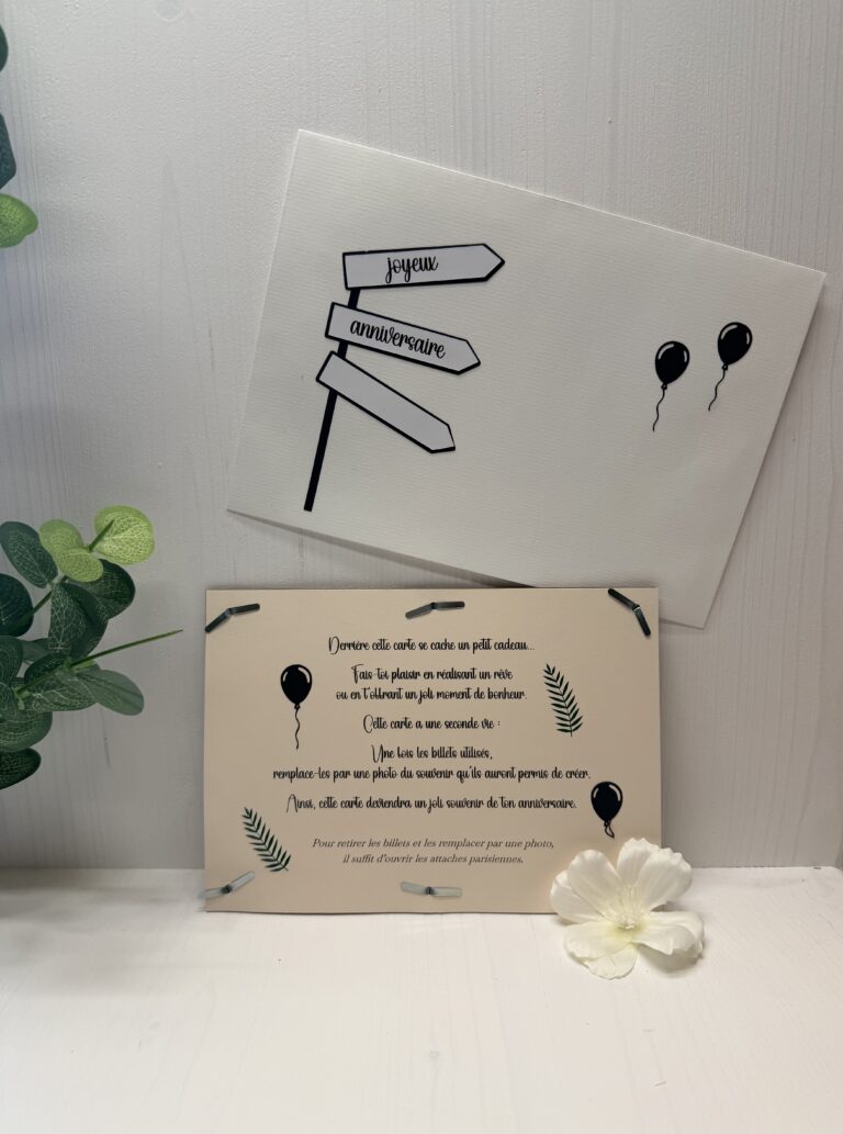 Carte cadeau Double Bonheur Cyntia Créations — version anniversaire