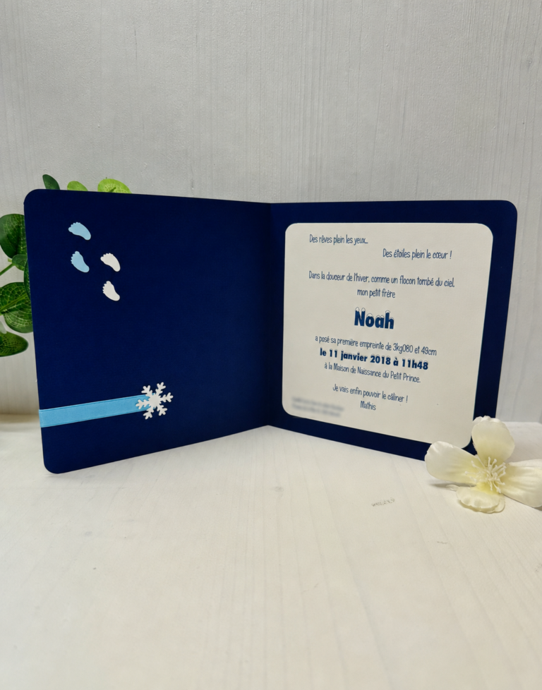 Création sur mesure Cyntia Créations — faire-part de naissance personnalisé