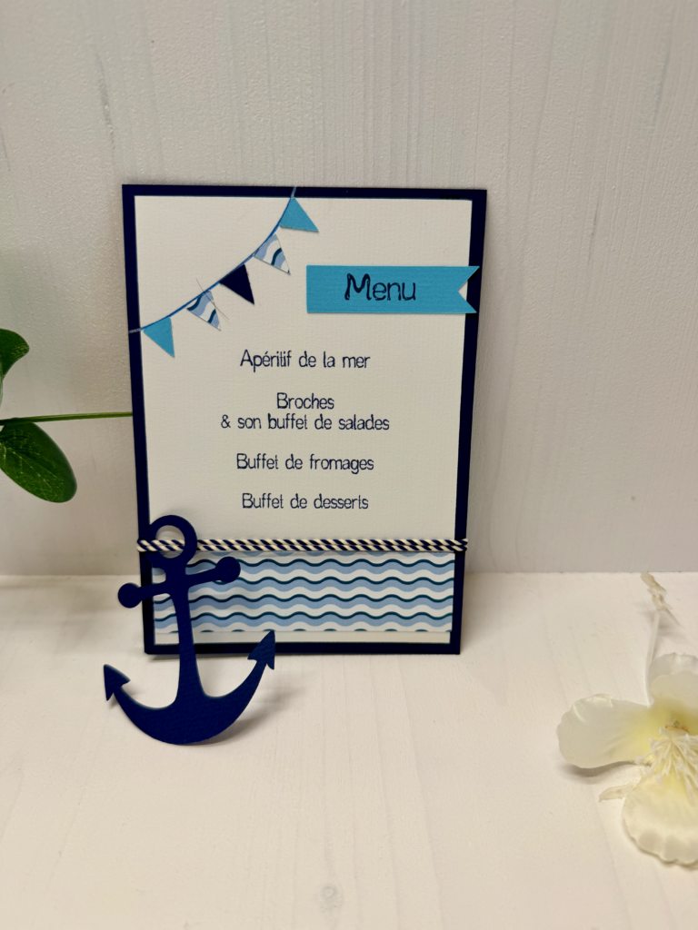 Création sur mesure Cyntia Créations — menu de baptême personnalisé