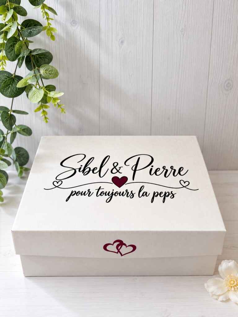 Création sur mesure Cyntia Créations — coffret de mariage
