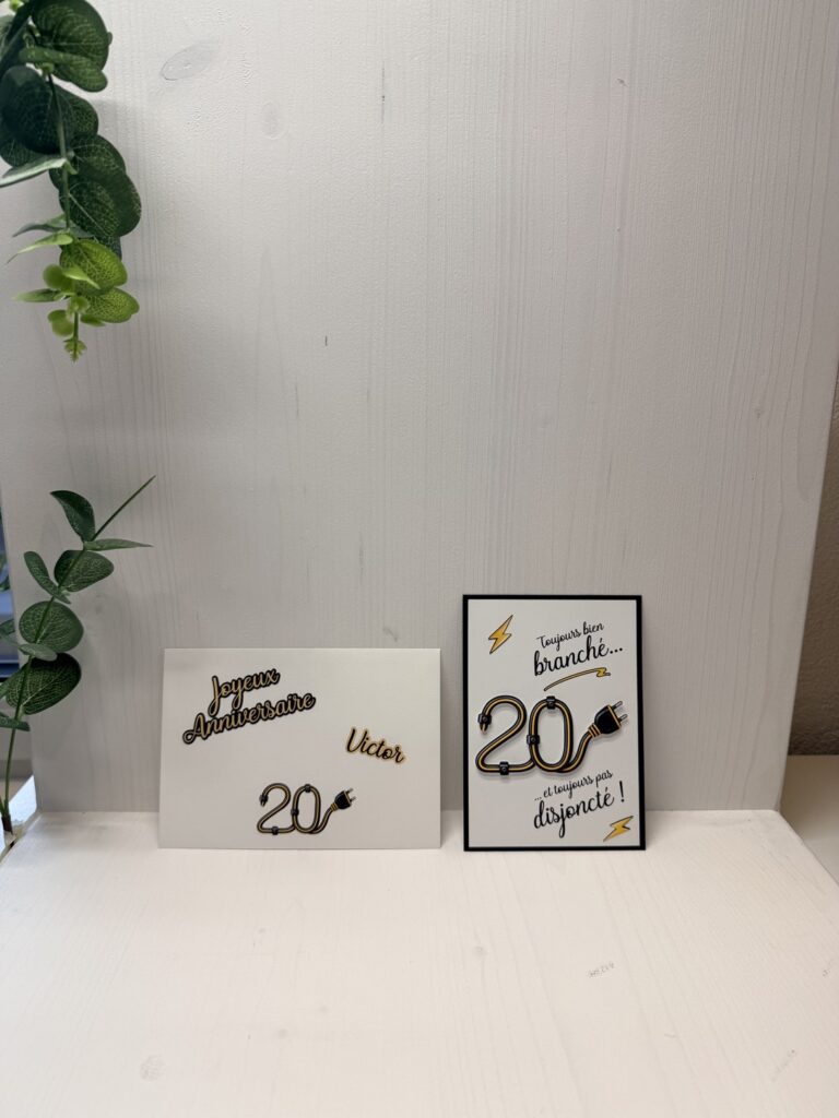 Création sur mesure Cyntia Créations — carte d’anniversaire 20 ans