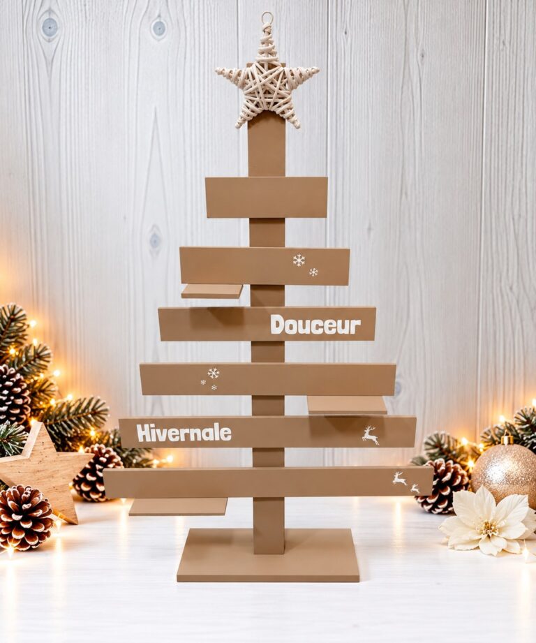 Grand sapin de Noël en bois taupe — Cyntia Créations