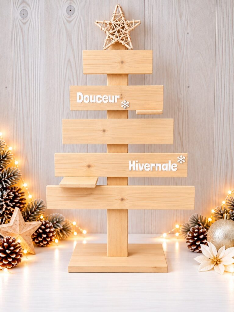 Petit sapin de Noël en bois naturel — Cyntia Créations