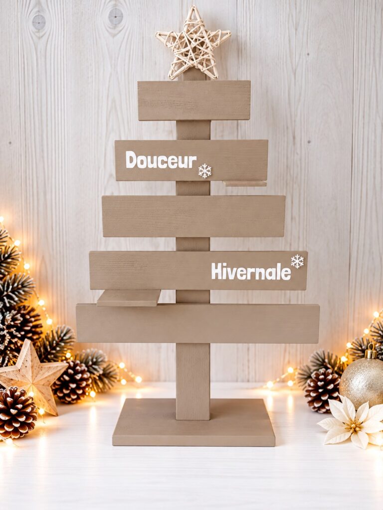 Petit sapin de Noël en bois taupe — Cyntia Créations